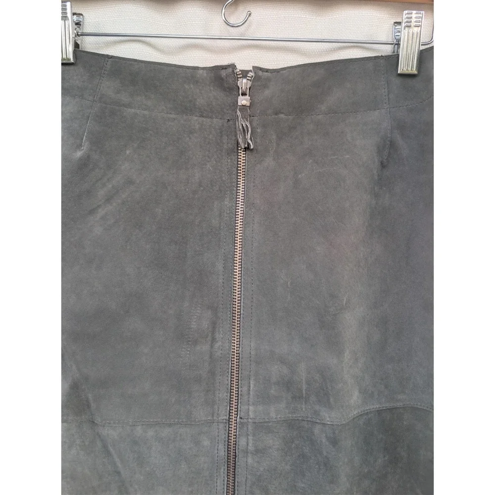 Vintage Isaac Mizrahi Target Leather Skirt 6 Gray‎ Suede 90s Grunge Zip Babydoll